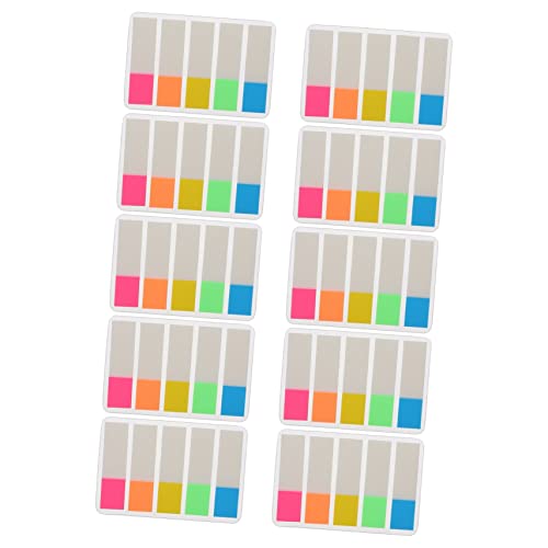 SEWACC 10 Sätze Fünffarbige Selbstklebende Haftnotizen Index Tabs für Dokumentenmarkierungen Lesezeichen und Notizen Praktisch für Schule und Büro Einfach zu Handhaben und Tragbar von SEWACC