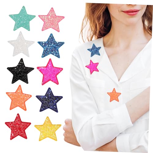 SEWACC 10 Stk. Teiliges Stern Pailletten Aufnäher zum Aufbügeln Mehrfarbige Bestickte Stern Patches für Kleidung Rucksack Hut Vielseitige Stickerei Applikationen SEWACC 10 Stk. Teiliges Stern Pailletten Aufnäher zum Aufbügeln Mehrfarbige Bestickte Stern Patches für Kleidung Rucksack Hut Vielseitige Stickerei Applikationen von SEWACC