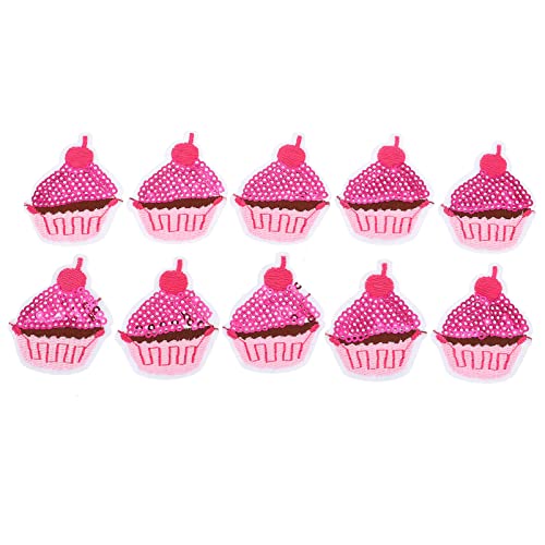 SEWACC 10 Stück Aufbügelbare Patches mit Glitzer Eiscreme Kuchen DIY Stickereien für Kleidung Taschen Hüte und Tischdecken für Kreative Nähprojekte und von SEWACC