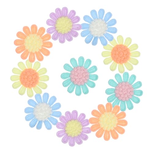 SEWACC 10 Stück Blumen Applikationen Aufnäher zum Aufbügeln und Nähen Bunte Stickerei Patches für Kleidung Taschen Haarschmuck und DIY Deko Blau Orange Lila Grün Gelb von SEWACC