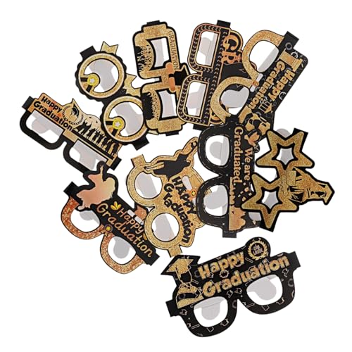 SEWACC 10 Stück Brillendekoration für die Abschlusssaison Abschlussbrille aus Papier Gastgeschenke zur Abschlussfeier für Gäste lustig Abschlussfeier Brille Partybrille Graduation gläser von SEWACC