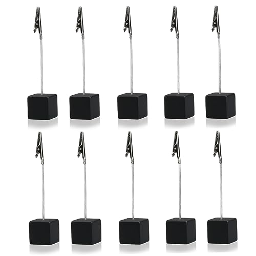 SEWACC 10 Stück Cube Basis Memo Halter mit Klemme Schwarzer Zettelhalter für Büro und Zuhause für Fotos und Notizen und Platzsparend von SEWACC