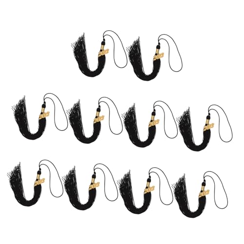 SEWACC 10 Stück Doktorhut Quaste abschlussfeier graduation cap Dekore für Abschlusskleider hut dekoration quaste für abschluss 2023 Abschluss Quasten Fransen Anhänger Polyester Black von SEWACC