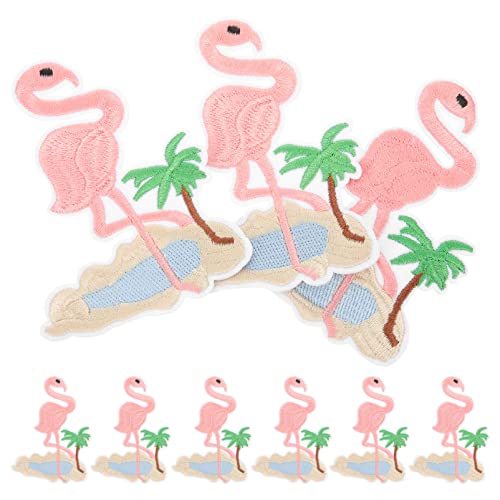 SEWACC 10 Stück Flamingo-Patch Stickerei Flamingo-Aufnäher zum Aufnähen Quilten embroidery aufbügler für jacken tafeltücher bügelbild Flicken für Kleidung Flamingo-Stickapplikation Stoff von SEWACC