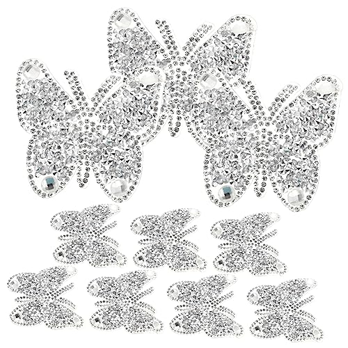 SEWACC 10 Stück Flicken Dekoration Für Kleidung Stoffreparaturflicken Applikation Kleber Für Stoff Schmetterlingsflicken Stoffflicken Kleidung Aufnäher Strass von SEWACC