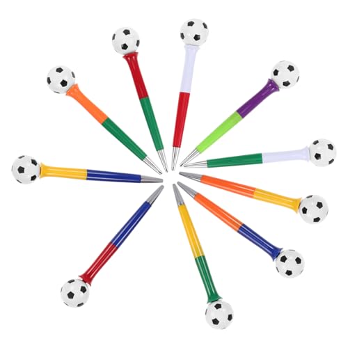 SEWACC 10 Stück Fußball Kugelschreiber mit Rotierender Funktion Kreative Cartoon Schreibgeräte für Bürobedarf Schulmaterial und Fußballpartys für Erwachsene von SEWACC