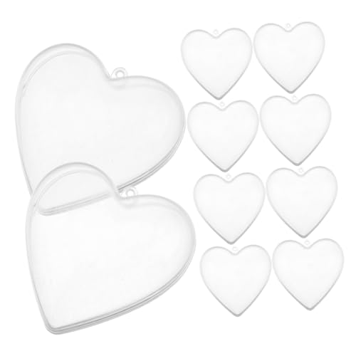 SEWACC 10 Stück Herzförmige Klare Kunststoff Befüllbare Ornamente Transparent Diy Bastel Kugeln für Weihnachten Hochzeit und Valentinstag Dekoration von SEWACC