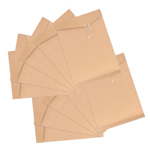 SEWACC 10 Stück Kraftpapier Dokumentenumschläge mit Schnurverschluss Langlebige Aktenordner aus Dickem Papier Vielseitiger Dokumentenhalter für Büro Schule und Zuhause Umweltfreundlich von SEWACC