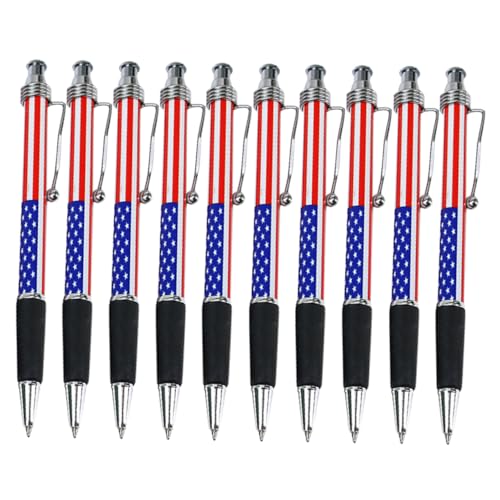 SEWACC 10 Stück Kugelschreiber mit Amerikanischer Flagge Ergonomisch Schreibend für Schule Büro und Patriotische Anlässe Perfektes Schreibzubehör von SEWACC