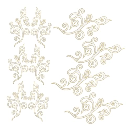 SEWACC 10 Stück Selbstklebende Stickblume Hochzeit Blumen- Kleid runder Aufnäher runder Goldfleck sticken metallische Aufkleber Blatt-Stickerei-Patches Goldrandapplikation Baumwolle Weiß SEWACC 10 Stück Selbstklebende Stickblume Hochzeit Blumen- Kleid runder Aufnäher runder Goldfleck sticken metallische Aufkleber Blatt-Stickerei-Patches Goldrandapplikation Baumwolle Weiß von SEWACC