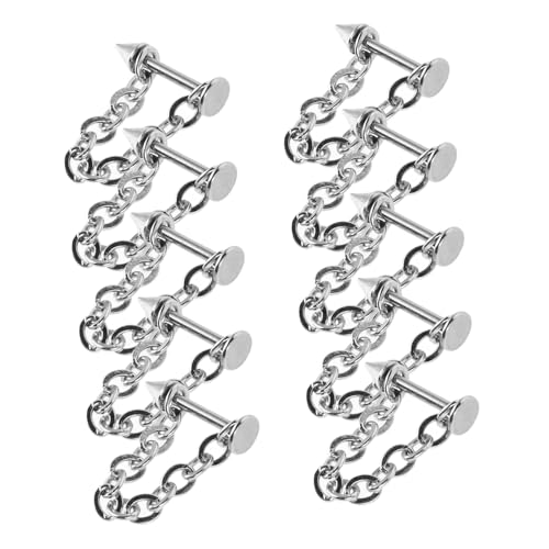 SEWACC 10 Stück Teiliges Abnehmbarer Ketten Septum Ringe mit Kugel und Design für Unpiercierte und Gepiercte Ohren Passend für Verschiedene Lippenmaße Trendiger Schmuck für Männer und von SEWACC