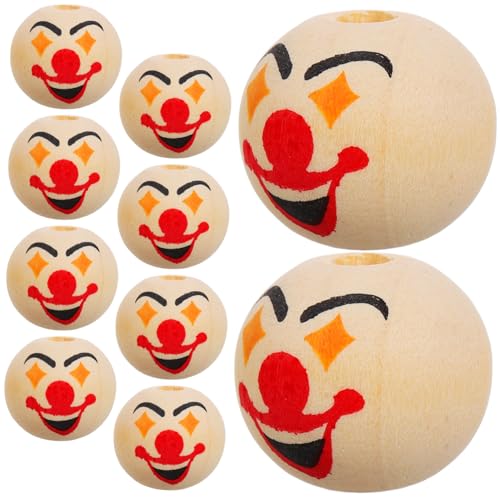SEWACC 10 Stück Teiliges Clown motiv Schmuckperlen Natürliche Puppenköpfe für Armbänder Halsketten Ohrringe Basteln Junge Mädchen Kreative Handarbeit von SEWACC