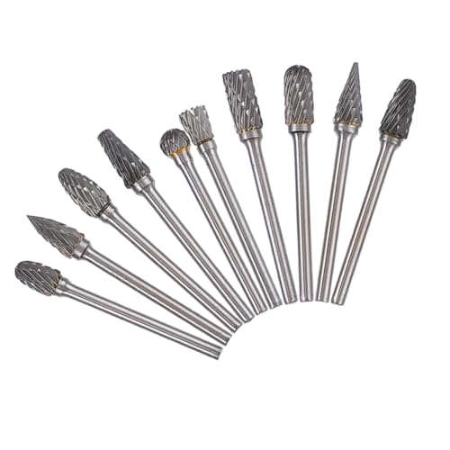 SEWACC 10 Stück Teiliges Doppelschnitt Bit für Holz und Metallbearbeitung Präzises Entgraten und Polieren Kompatibel mit Verschiedenen Drehwerkzeugen von SEWACC