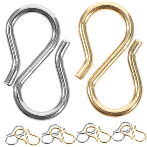 SEWACC 10 Stück Teiliges Edelstahl S Haken Schmuckverschluss Rostfrei Kratzfest Langlebig für DIY Halsketten und Armbänder Kleines Leichtes Metall Verbinderzubehör für Schmuckherstellung von SEWACC