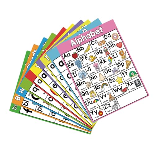 SEWACC 10 Stück Teiliges Englisch Phonics Poster Set für Frühe Wanddekoration für Kindergarten Interaktive Lernhilfe Buchstaben und Wortfamilien Langlebig und Farbenfroh von SEWACC