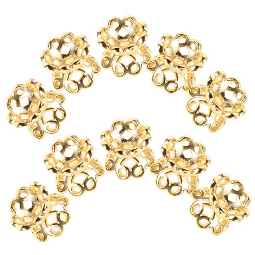 SEWACC 10 Stück Teiliges Goldfarbene Perlenkappen aus Robustem Kupfer Doppelseitige Spacer Bead Caps für DIY Schmuckherstellung für Armbänder und Halsketten Design Elemente von SEWACC