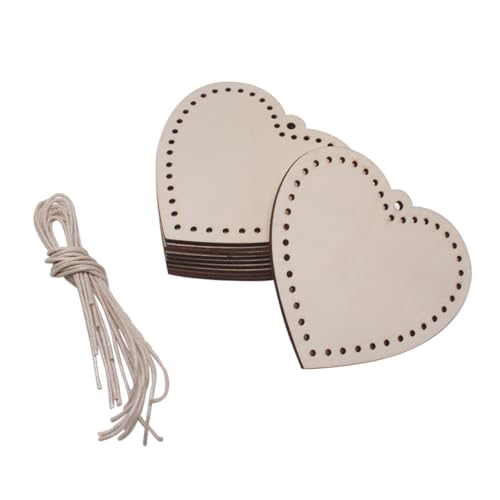 SEWACC 10 Stück Teiliges Herzförmige Holzscheiben aus Naturholz mit Unbehandelte DIY Holzanhänger zum Basteln Dekorieren und Personalisieren für Hochzeit Valentinstag und Geschenkideen von SEWACC