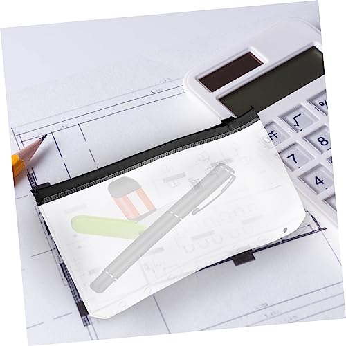 SEWACC 10 Stück Teiliges Kleine PVC Reißverschluss Beutel für Ringbuch Praktische Lose Dokumententaschen Aufbewahrung für Büro und Schulbedarf Schwarz von SEWACC
