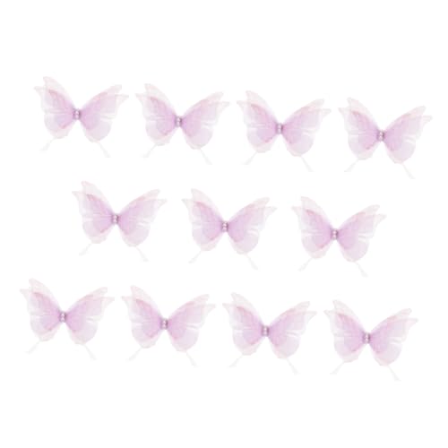 SEWACC 10 Stück Teiliges Organdy schmetterlingsapplikationen mit Perlen Vierlagige Transparente Stoffflicken Kreative DIY dekoration für Kleidung Schmuck und Haaraccessoires von SEWACC