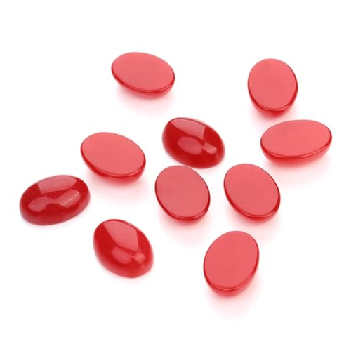 SEWACC 10 Stück Teiliges Roter Oval Cabochons Flachbasis DIY Schmuck Zubehör für Uhren Ohrringe und Bastelarbeiten Edelsteinperlen zum Auffädeln von SEWACC
