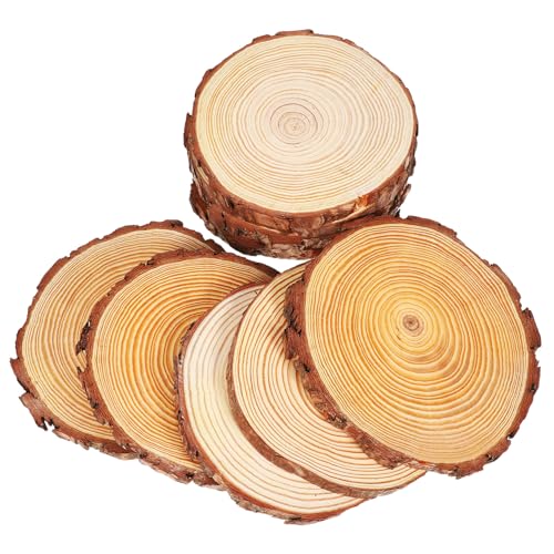 SEWACC 10 Stück Teiliges Runde Naturbelassene Holzscheiben Unbehandelte Holzkreise als DIY Bastelset Rustikale Untersetzer und Dekoration für Hochzeit Wohnaccessoires Kunstprojekte von SEWACC