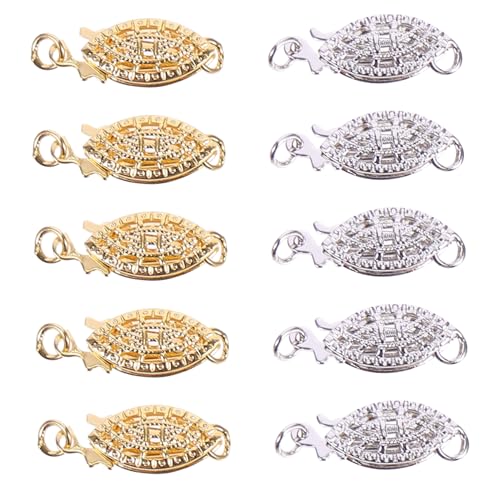 SEWACC 10 Stück Teiliges Schmuckverschluss Fischhakenform DIY Bastelverbinder für Halsketten Armbänder Freundschaftsbänder Verschlüsse in Weiß und Gold SEWACC 10 Stück Teiliges Schmuckverschluss Fischhakenform DIY Bastelverbinder für Halsketten Armbänder Freundschaftsbänder Verschlüsse in Weiß und Gold von SEWACC