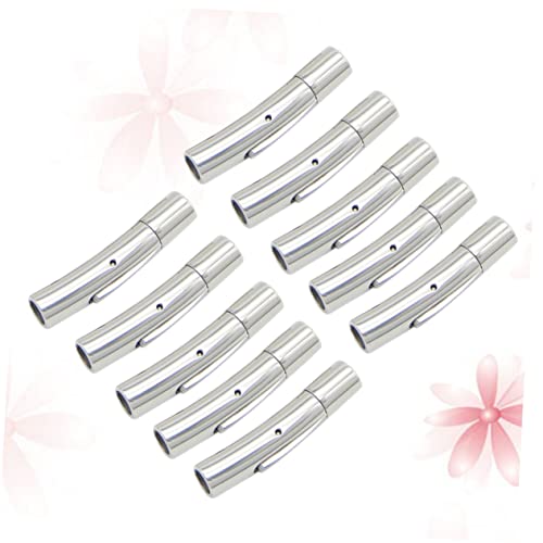 SEWACC 10 Stück Teiliges Schmuckverschluss Langlebige Endkappen mit Druckknopf für Lederbänder Leichtes Hautfreundliches Design für Handgefertigte Halsketten Armbänder DIY Schmuck von SEWACC