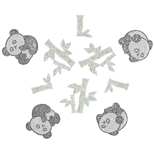 SEWACC 10 Stück Teiliges Selbstklebende Strass-patches Panda-motiv mit Bambus Bestickt und Langlebig Dekorative Aufnäher für Kleidung Taschen Hüte DIY Bastelmaterial für Familie von SEWACC