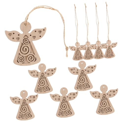 SEWACC 10 Stück Teiliges Set Doppellagige Holzanhänger Engel Leichte Unbemalte Holzscheiben zum Bemalen und Basteln Sichere Diy Holzdekoration für Weihnachtsbaum Hochzeit und SEWACC 10 Stück Teiliges Set Doppellagige Holzanhänger Engel Leichte Unbemalte Holzscheiben zum Bemalen und Basteln Sichere Diy Holzdekoration für Weihnachtsbaum Hochzeit und von SEWACC