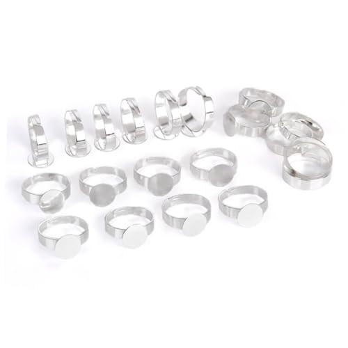 SEWACC 10 Stück Teiliges Verstellbare Silberne Ringrohlinge aus Nickelfreiem Umweltfreundlichem Runde Lünette Ringbasis für DIY Schmuckherstellung und Fingerring Basteln SEWACC 10 Stück Teiliges Verstellbare Silberne Ringrohlinge aus Nickelfreiem Umweltfreundlichem Runde Lünette Ringbasis für DIY Schmuckherstellung und Fingerring Basteln von SEWACC