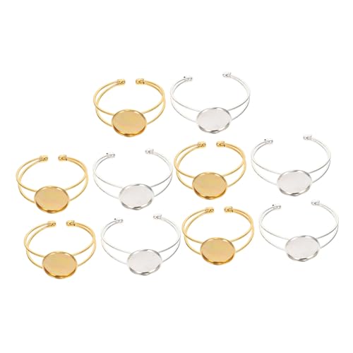 SEWACC 10 Stück Teiliges Verstellbares Armband Langlebiger Legierung mit Runden Edelstein lünette tabletts für DIY Schmuckherstellung und Individuelle Armbänder Silberfarben und SEWACC 10 Stück Teiliges Verstellbares Armband Langlebiger Legierung mit Runden Edelstein lünette tabletts für DIY Schmuckherstellung und Individuelle Armbänder Silberfarben und von SEWACC
