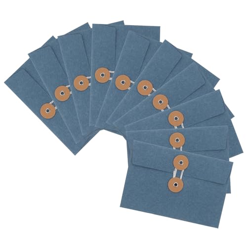 SEWACC 10 Stück Teiliges Vintage Kraftpapier Umschläge mit Bindeband Dicke Aufbewahrungstaschen Multifunktionale Dokumentenhüllen für Büro und Studenten Langlebige Papierordner Blau von SEWACC