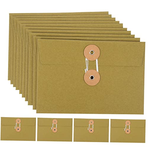 SEWACC 10 Stück Teiliges Vintage Kraftpapier Umschläge mit Bindeschnur Stabile Akten und Dokumententaschen Umweltfreundlich Vielseitig für Büro Schule Reise und Postkarten Aufbewahrung von SEWACC