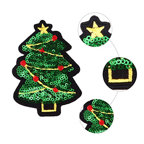 SEWACC 10 Stück Teiliges Weihnachts Patches Pailletten Gestickte Applikationen zum Aufbügeln für Kleidung Jeans Hüte und Pullover Grün für Festliche Dekoration und Diy Projekte von SEWACC