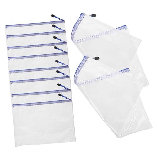 SEWACC 10 Stück Teiliges Zipper Mesh Dokumententaschen Transparente PVC Aufbewahrungstaschen mit Reißverschluss Wasserabweisend Langlebig für Dokumente Bürobedarf und Kosmetik Vielseitig von SEWACC