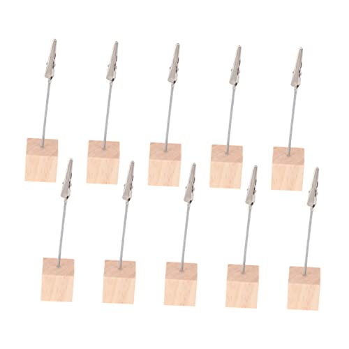SEWACC 10 Stück Tischkartenhalter mit Krokodilklemme für Fotos Notizen und Tischnummern Holzsockel Naturfarbe Stabil und Langlebig für Hochzeiten und Feiern von SEWACC