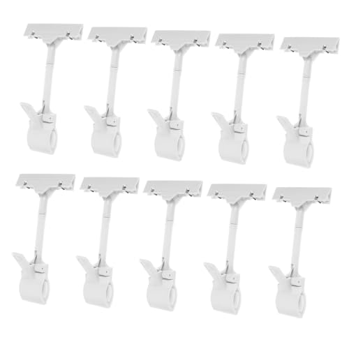 SEWACC 10 Stück Weiße Kunststoff Preisschilder Halter Clips Langlebige Merchandise Sign Halterung Vielseitig Einsetzbar für Regale und Supermärkte Wiederverwendbar und Stabil von SEWACC