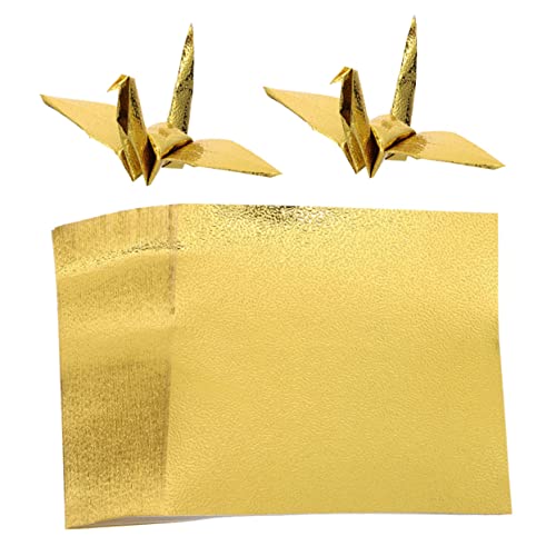 SEWACC 100 Blatt Glänzendes Origami Papier Gold Quadratische Bastelblätter für DIY Projekte Einseitig für Kreative Bastelideen von SEWACC