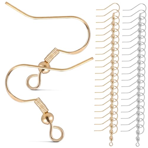 SEWACC 100 Paare Teiliges Ohrhaken aus Nickelfreiem Silber und Gold für DIY Schmuckherstellung mit Transparenten Ohrstecker Stoppern Polierte Ohrringhaken mit Eleganter Kurvenform SEWACC 100 Paare Teiliges Ohrhaken aus Nickelfreiem Silber und Gold für DIY Schmuckherstellung mit Transparenten Ohrstecker Stoppern Polierte Ohrringhaken mit Eleganter Kurvenform von SEWACC