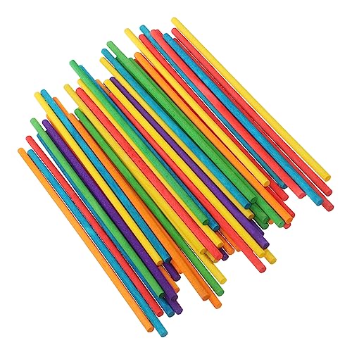 SEWACC 100 Stck Bunte Holzstäbe für DIY Bastelprojekte Runde Holzstäbchen für Kinderhandwerk und Kreative Bastelideen Farbenfrohe und Sichere Materialien für Unendlichen von SEWACC