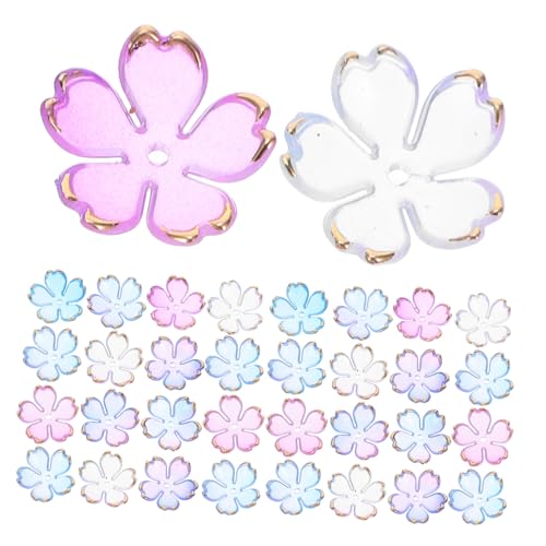 SEWACC 100 Stück Acryl Spacer Perlen Petal Kirschblüte Mini Blumen Charms mit Farbverlauf für DIY Schmuckherstellung Halsketten Ohrringe Armbänder Zubehör von SEWACC