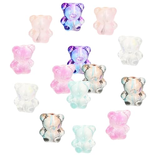SEWACC 100 Stück Bär Schmuck Anhänger DIY Bär Perlen für Armbänder Schmuckherstellung Glänzende Bruchsichere Glasperlen für Kreative Bastelprojekte Zufällige Farbe Zufällige Farbe von SEWACC