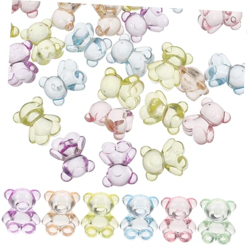 SEWACC 100 Stück Bärenförmige Acryl Spacer Perlen in Mischfarben Transparente Dekorative Schmuckperlen für DIY Schmuckherstellung Armbänder Haarbänder und Bastelzubehör von SEWACC