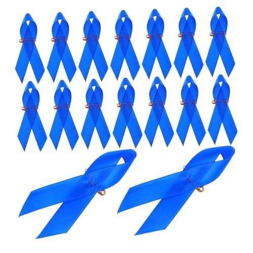 SEWACC 100 Stück Blaue Satinband Anstecknadeln mit Sicherheitsnadeln Wohltätigkeitsbroschen für DIY Bastelprojekte und Gedenkveranstaltungen Sicher und für Soziale Events von SEWACC