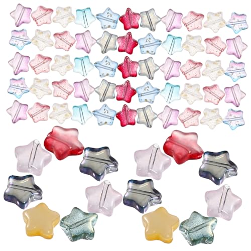 SEWACC 100 Stück Bunte Glasperlen Stern Spacer Beads zum Auffädeln für DIY Schmuckherstellung Armbänder Halsketten Bastelperlen für Erwachsene SEWACC 100 Stück Bunte Glasperlen Stern Spacer Beads zum Auffädeln für DIY Schmuckherstellung Armbänder Halsketten Bastelperlen für Erwachsene von SEWACC