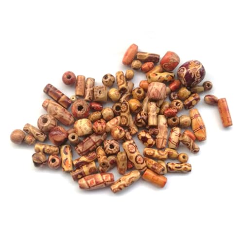 SEWACC 100 Stück Bunte Holzperlen Mix Verschiedene DIY Schmuck Spacer Beads zum Basteln von Armbändern Ketten für Erwachsene und Schmuckherstellung von SEWACC