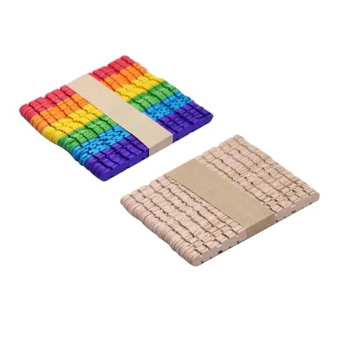 SEWACC 100 Stück Bunte Holzstäbchen für DIY Bastelprojekte Glatte Oberfläche Farbenfrohe Holzstiele zum Malen Modellbau Collage und Vielseitiges Bastelmaterial von SEWACC