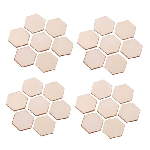 SEWACC 100 Stück DIY Holzscheiben Hexagon Form Unbehandelte Holzstücke für Bastelarbeiten Blanko Holzscheiben für Kreative Projekte für Hochzeiten und Feiertagsdekoration von SEWACC