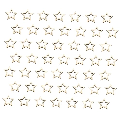 SEWACC 100 Stück Dekoanhänger Holzscheiben Stern zum Basteln Weihnachtsbaumschmuck Hängende Holzanhänger für Party Fenster Tür Wohnzimmer Dekoration von SEWACC