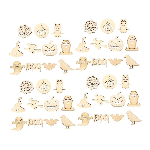 SEWACC 100 Stück Diy Holzscheiben Unvollendete Holzstücke für Halloween Dekoration Bastelideen Vielseitige Designs Wie Kürbis für Partys und Feste von SEWACC
